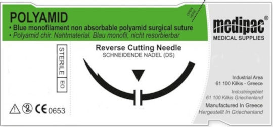 Medipac Surgical Sutures Length 45cm Polyamid 6/0 with Needle 12mm