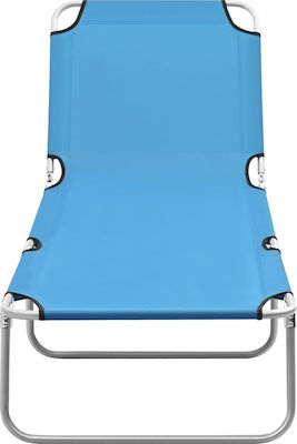 vidaXL Foldable Steel Beach Sunbed Light Blue 189x58x27cm