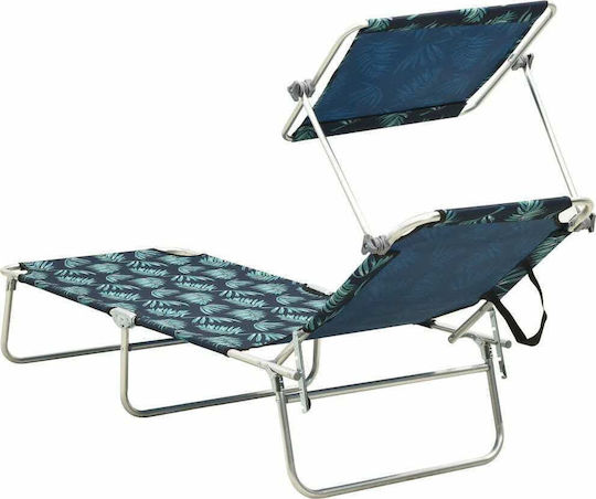 vidaXL Foldable Steel Beach Sunbed Green with Shader 189x58x27cm