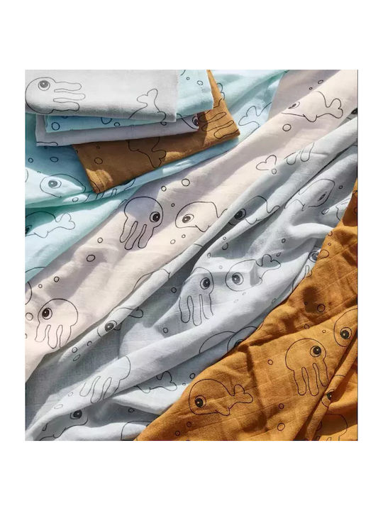 Done by Deer Muslin Swaddle Blanket Sea Friends Blue 120x120cm 2pcs BR74869