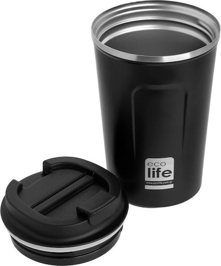 Ecolife Coffee Cup Recyclable Thermos Cup Stainless Steel BPA Free 370ml Dark Grey