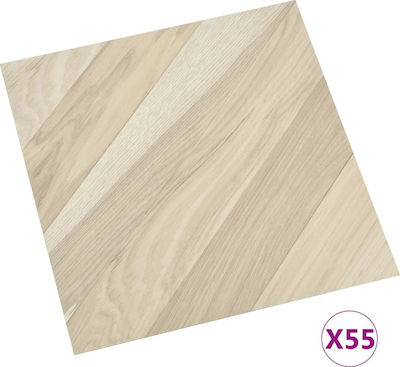 vidaXL Set aus Kunststoffboden PVC Ριγέ mit 55 Streifen L30.5StückxB30.5Stück Beige