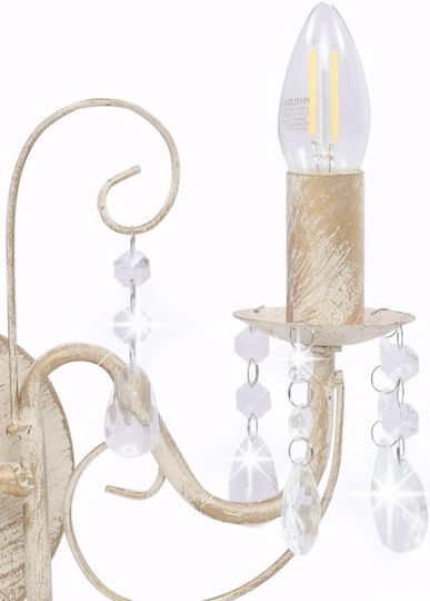 vidaXL Vintage Lamp Wall with Socket E14 White 29x29cm