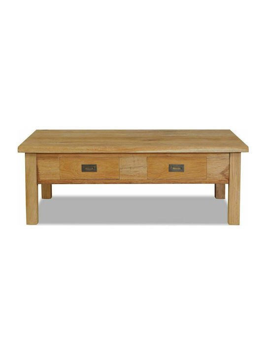 Rectangular Solid Wood Coffee Table Natural L100xW60xH35cm