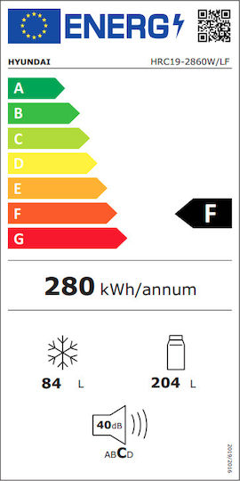 Hyundai 288лт В180xШ54xД59.5см. Бял HRC19-2860W/LF