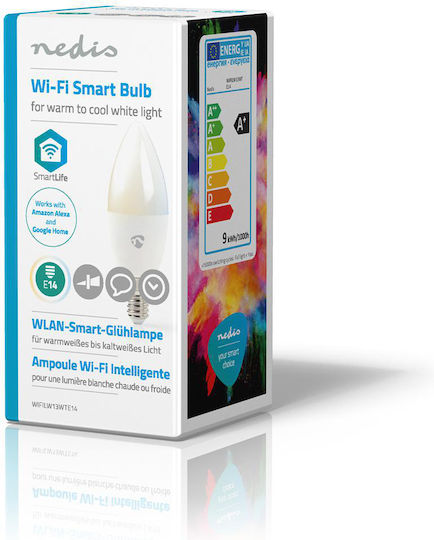 Nedis Smart Λάμπα LED 4.5W για Ντουί E14 Ρυθμιζόμενο Λευκό 350lm Dimmable