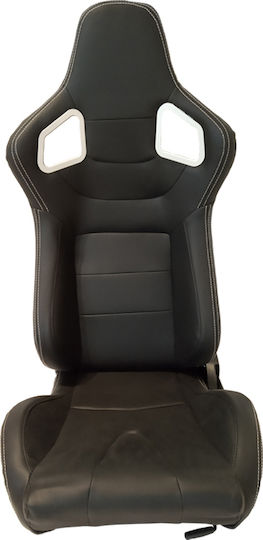 Carner RS Car Seat Set Bucket Καθίσματα Bucket από Δερματίνη Μαύρο με Άσπρες Ραφές Σετ 2τμχ Black 20647