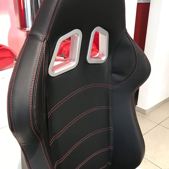 Carner Apollo Sport Set de scaune auto Scaun auto Καθίσματα Bucket από Δερματίνη Μαύρο με Κόκκινες Ραφές 2τμχ Negru 0017154