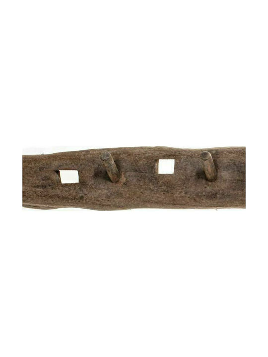Synchronia Wall Hanger Wooden Shipwreck Brown 3 Hooks 75x7.5x10.5cm