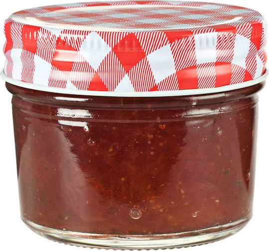 vidaXL Glass Jar with Red/White Lid 110ml 24pcs