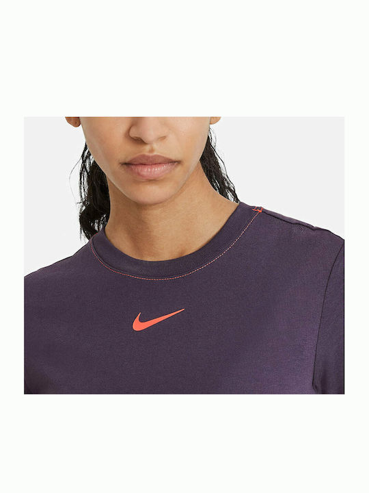 Sportswear Icon Clash Rochie Maxi Sport De Vară Pentru Femei Mâneca Scurtă Dark Raisin