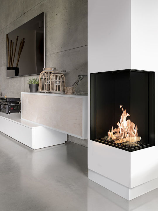 Kratki Leo P 45 68 G31 37 MBAR Gas Fireplace Insert with Right Corner Window 3.8kW