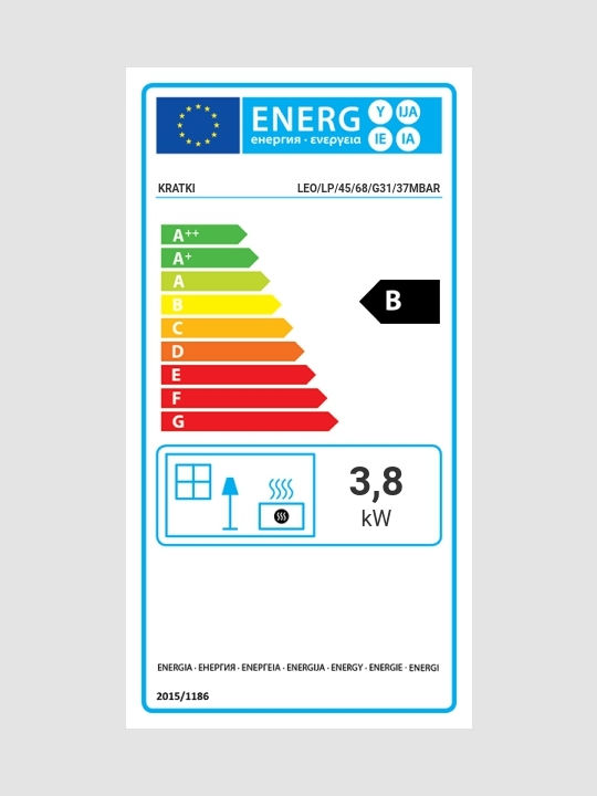 Kratki Leo LP 45 68 G31 37 MBAR Ενεργειακό Τζάκι Αερίου 3.8kW Τρίπλευρο με Σταθερή Πόρτα