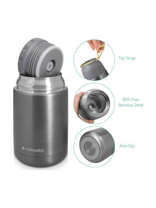 Navaris Lunchbox Isolierte Lunchbox Inox Gray 650ml 1Stück