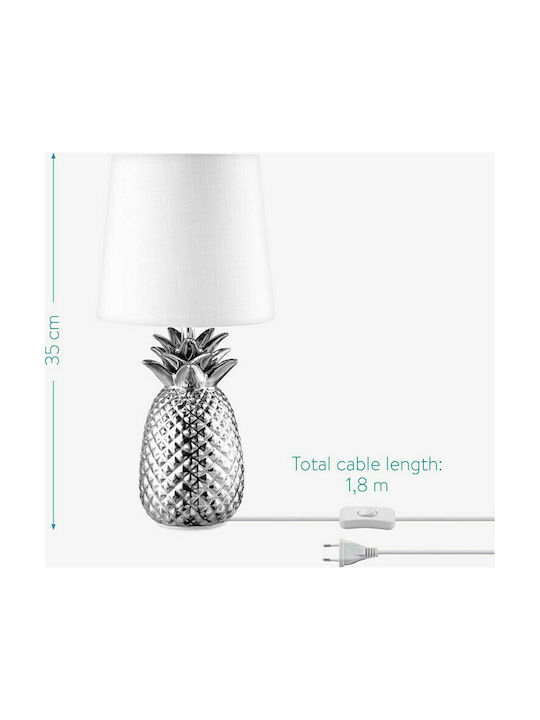 Navaris Metal Table Lamp with White Shade and Silver Base