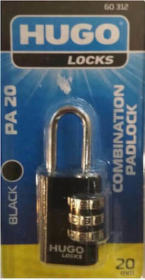 Hugo Locks PA20 Aluminum Padlock Brass Combination 3 Digits 20mm 1pcs