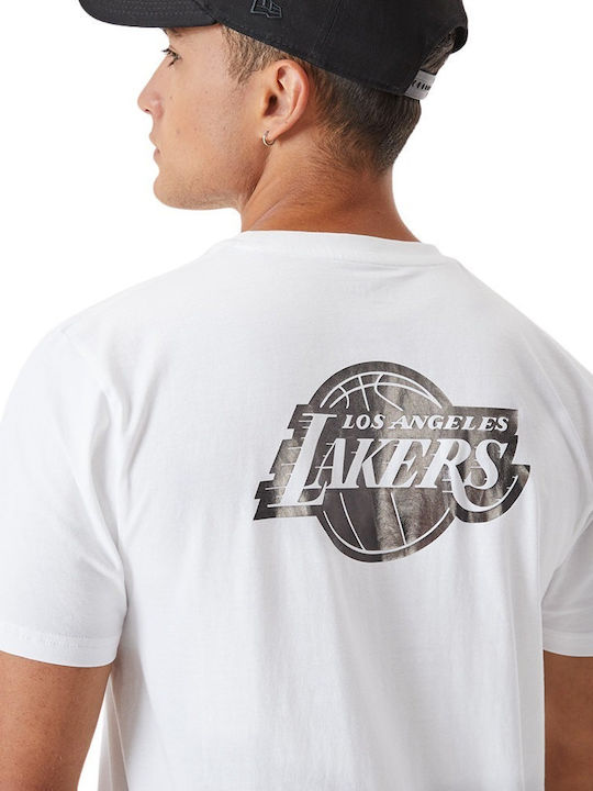 New Era Los Angeles Lakers Bărbați T-shirt Sportiv cu Mânecă Scurtă Alb