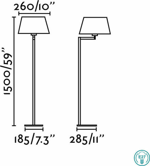 Faro Barcelona Artis Stehleuchte H150xB30cm. mit Fassung für Lampe E27 Weiß