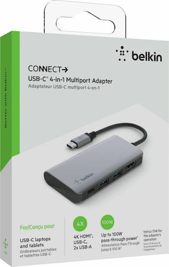 Belkin Connect USB-C Stație de andocare cu HDMI 4K PD Gri