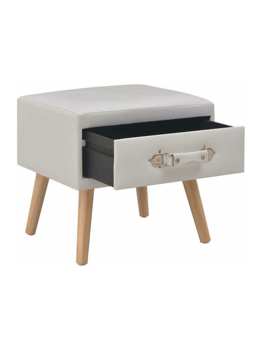 Noptiere cu Piele Ecologică Albe 2buc 40x35x40cm
