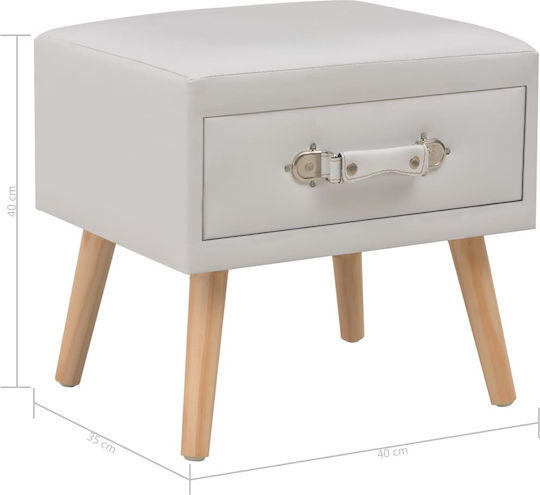 Bedside Tables with Artificial Leather 2pcs White 40x35x40cm