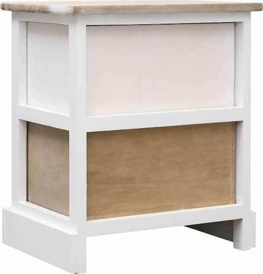 Bedside Tables from Solid Wood White / Natural 2 Pieces 38x28x45cm