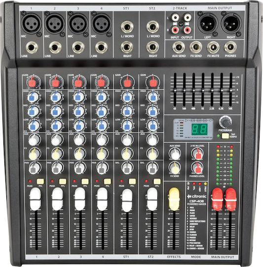 Citronic CSP-408 170.841UK Active Analog Console 4 Channels with Phantom Power & 4 XLR Inputs