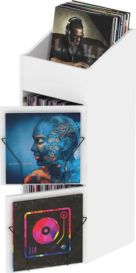 Glorious Record Box Display Door Vinyl Stand White