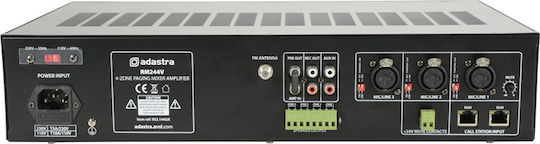 Adastra RM244V Integriert Kommerzieller Verstärker 5 Kanäle mit 4 Zonen 240W/100V und USB/FM/Bluetooth-Anschlüssen in Schwarz Farbe
