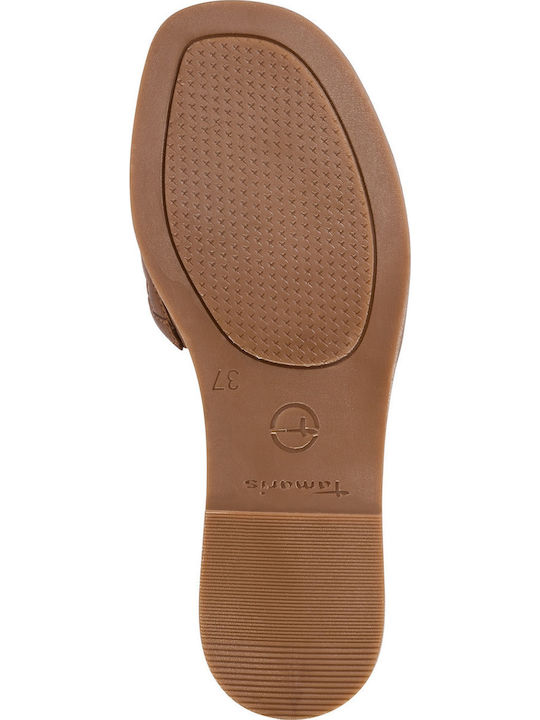 Leather Women's Flat Sandals Anatomic in Tabac Brown Color