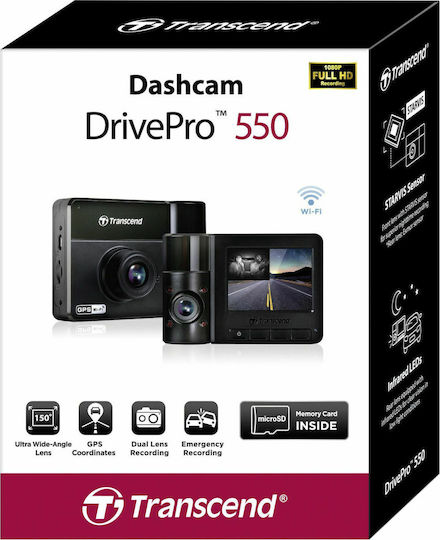 Transcend DrivePro 550 Car Digital Video Recorder 1080P with Screen 2.4" GPS