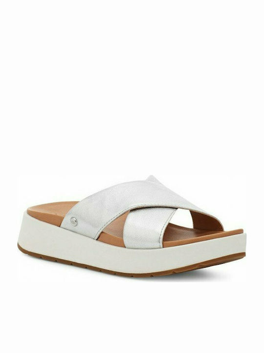 Emily Damen Flache Sandalen Flatforms in Silber Farbe