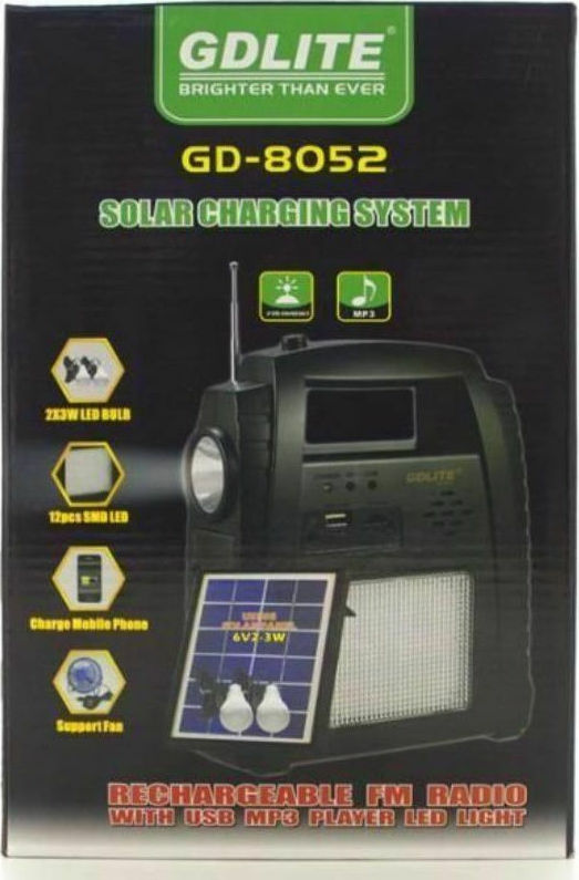GDLite Ηλιακος Φορητος Φορτιστης Με FM Radio / MP3 Player Και Led ...