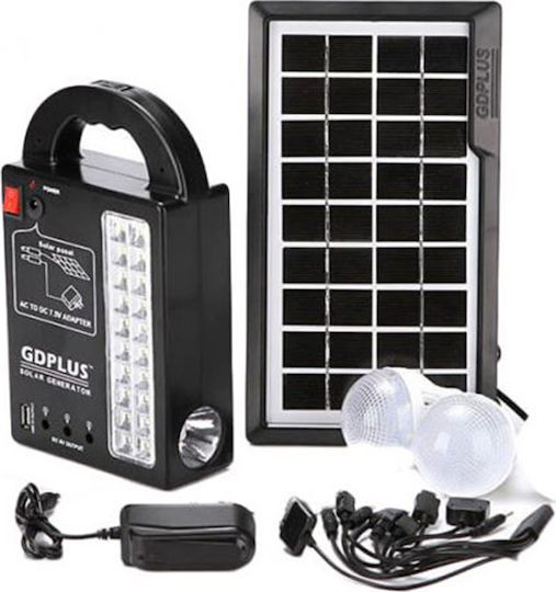 GDPLUS Ηλιακό σύστημα φωτισμού GD-999 με Φακό, 3 Λάμπες και Φόρτιση USB GD-999