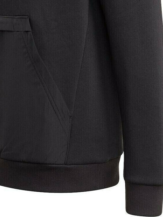 Fleece Παιδικό Φούτερ με Κουκούλα και Τσέπες Μαύρο Badge of Sport