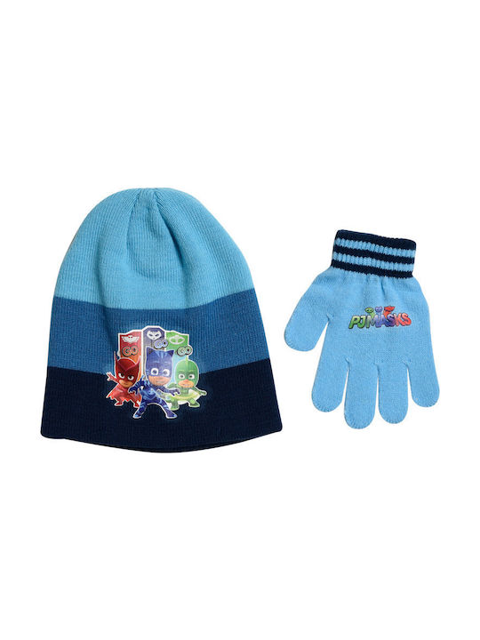 Stamion Kids Beanie Set with Scarf & Gloves Knitted Blue