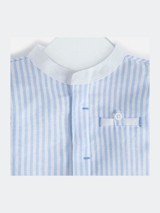 Kids Shirt Long Sleeve Linen Light Blue