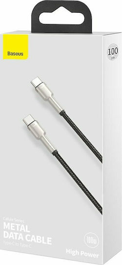 Baseus Cafule Metal Braided USB 2.0 Cable USB-C Male - USB-C 100W PD Black 1m CATJK-C01