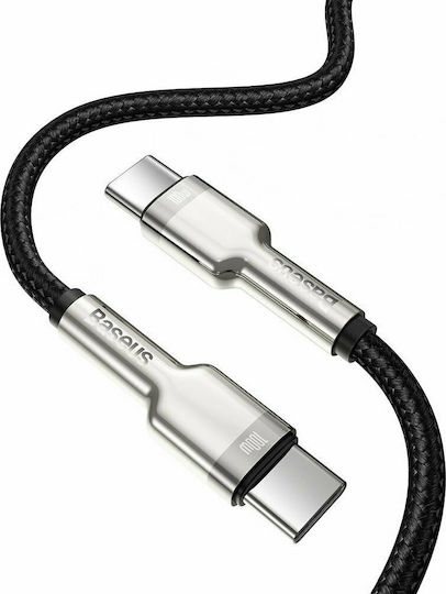Baseus Cafule Metal Braided USB 2.0 Cable USB-C Male - USB-C 100W PD Black 1m CATJK-C01
