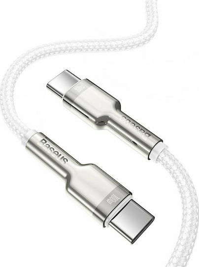 Baseus Cafule Metall Geflochtenes USB 2.0 Kabel USB-C männlich - USB-C 100W PD Weiß 1m CATJK-C02