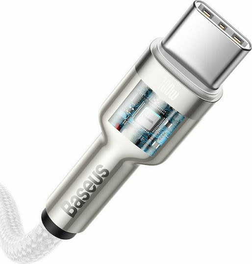 Baseus Cafule Metall Geflochtenes USB 2.0 Kabel USB-C männlich - USB-C 100W PD Weiß 2m CATJK-D02