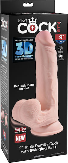 King Cock Triple Density Ρεαλιστικό Dildo με Όρχεις και Βεντούζα Light 23cm