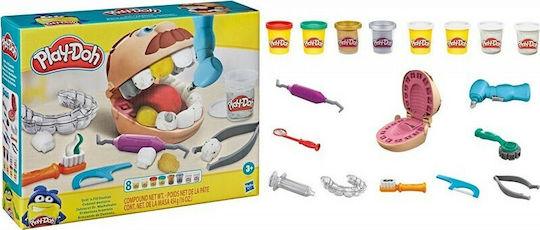 Hasbro Play-Doh Plasticine - Gold Drill n Fill Dentist Game for Ages 3+, 8 Pieces