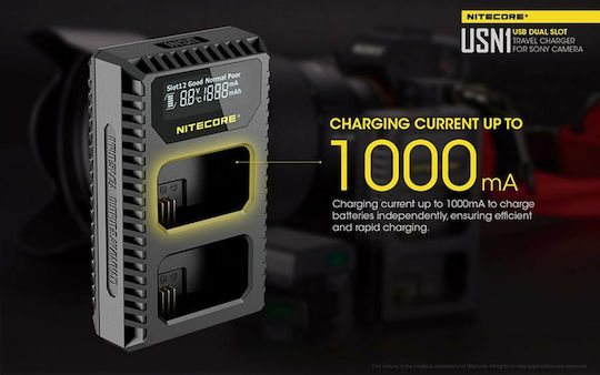 NiteCore Double Battery Charger USN1 Compatible with Sony
