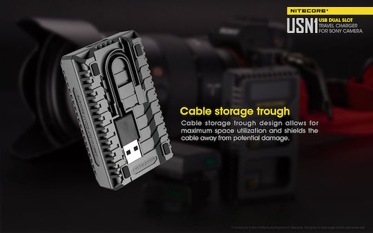 NiteCore Double Battery Charger USN1 Compatible with Sony