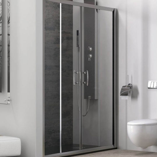 Karag Flora 600 Duschwand für Dusche mit Schieben Tür 170x190cm Klarglas Cromo