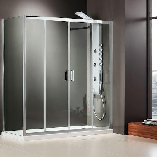 Axis Bath Slider Διαχωριστικό Ντουζιέρας με Συρόμενη Πόρτα 157-161x185cm Clean Glass