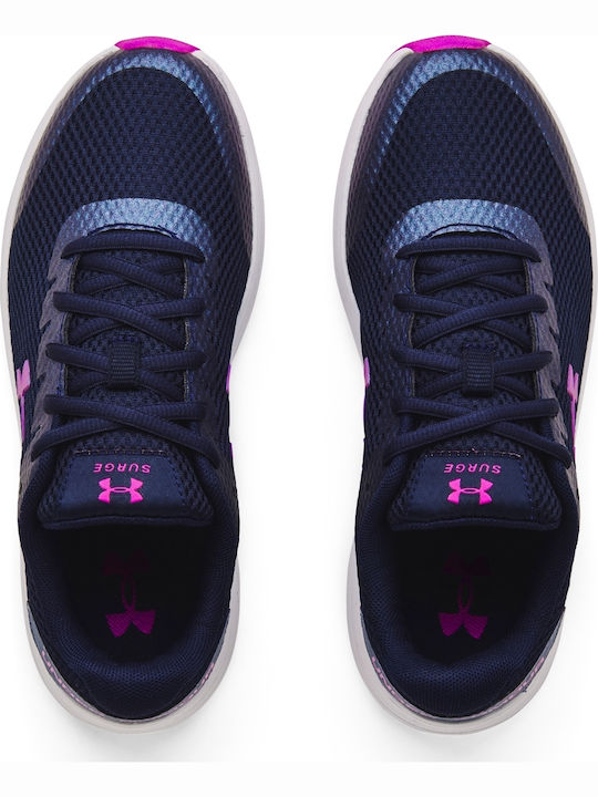UA GS Surge 2 Kids Sports Shoes Running with Laces Navy Blue