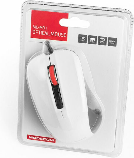 Modecom MC-M9.1 Ενσύρματο Ποντίκι Λευκό