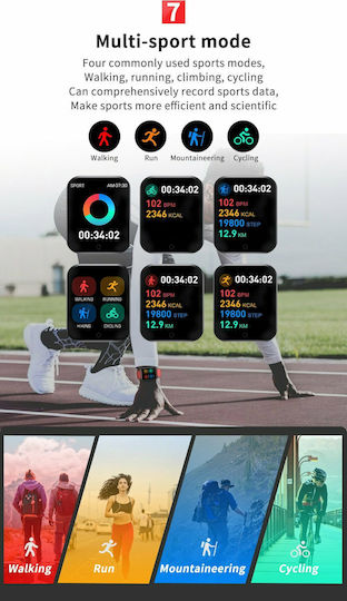 Lemfo T96 Smartwatch με Παλμογράφο (Μαύρο)
